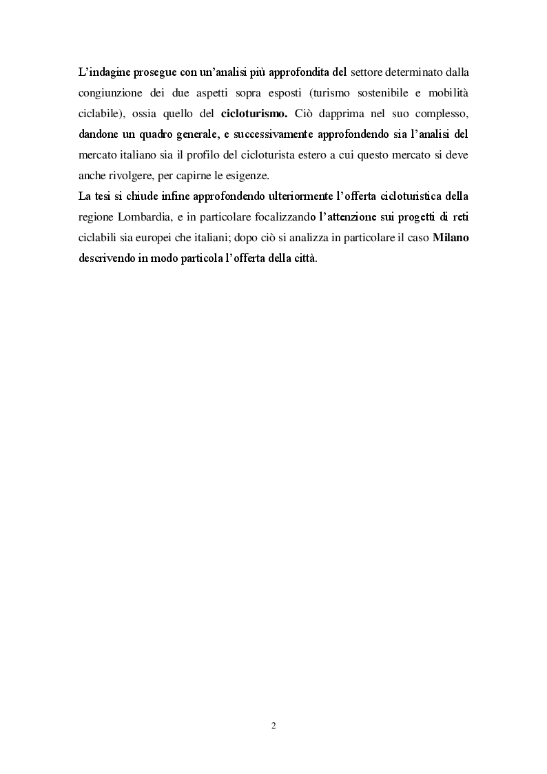 Anteprima della tesi: Strategie di sviluppo del cicloturismo in una destinazione urbana: il caso Milano, Pagina 3