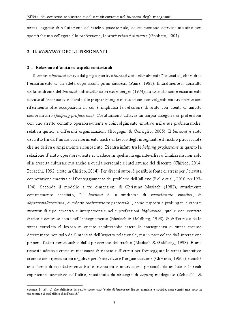 Anteprima della tesi: Effetti del contesto scolastico e della motivazione nel burnout degli insegnanti, Pagina 4