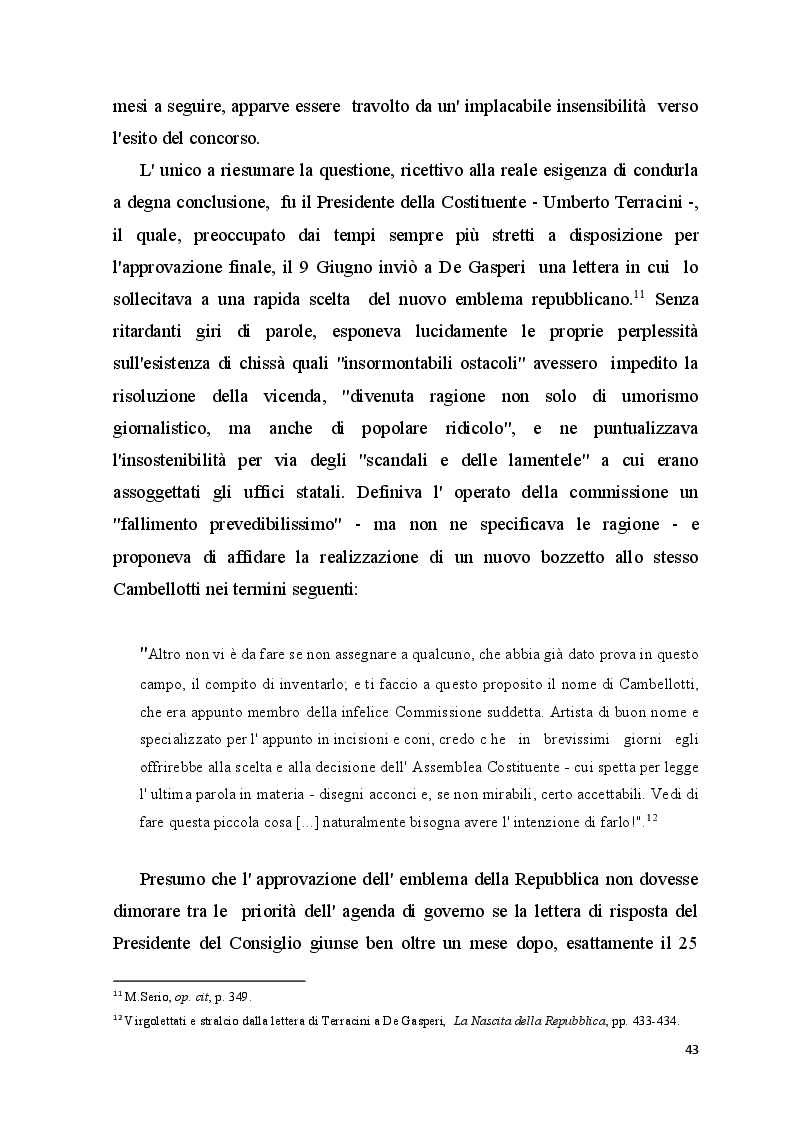 Estratto dalla tesi: L'emblema della Repubblica: storia ignorata d'un patrimonio senza tempo