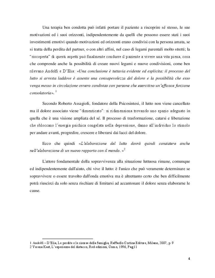 Anteprima della tesi: Vincere il lutto. Guarire dal dolore o imparare a conviverci?, Pagina 3