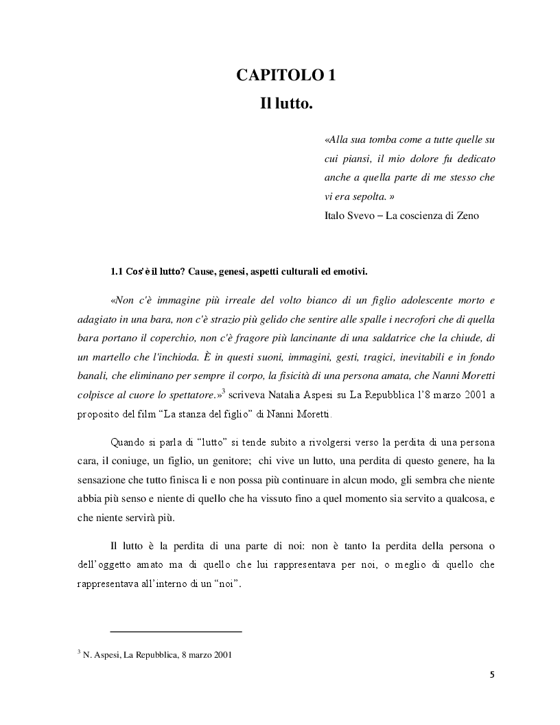 Anteprima della tesi: Vincere il lutto. Guarire dal dolore o imparare a conviverci?, Pagina 4