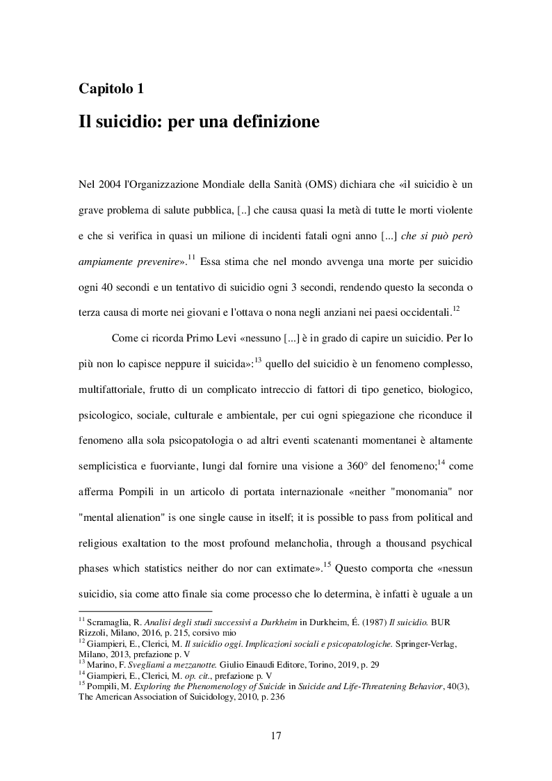 Anteprima della tesi: Suicidio e società. Il ruolo di ciascuno di noi nella prevenzione, Pagina 9