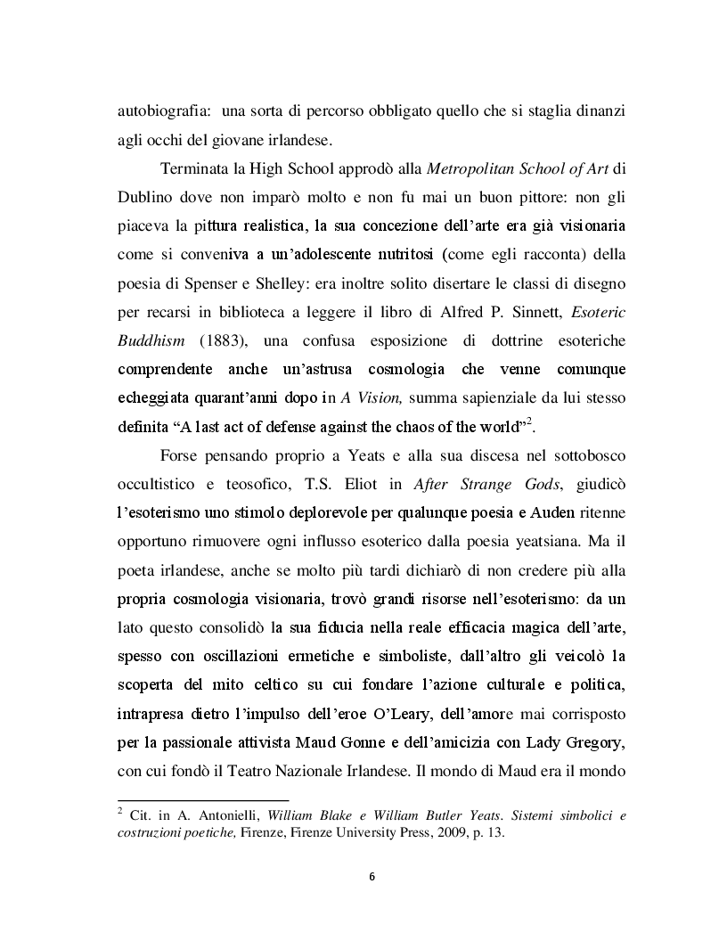 Anteprima della tesi: William Butler Yeats, tra Simbolismo ed Esoterismo, Pagina 3