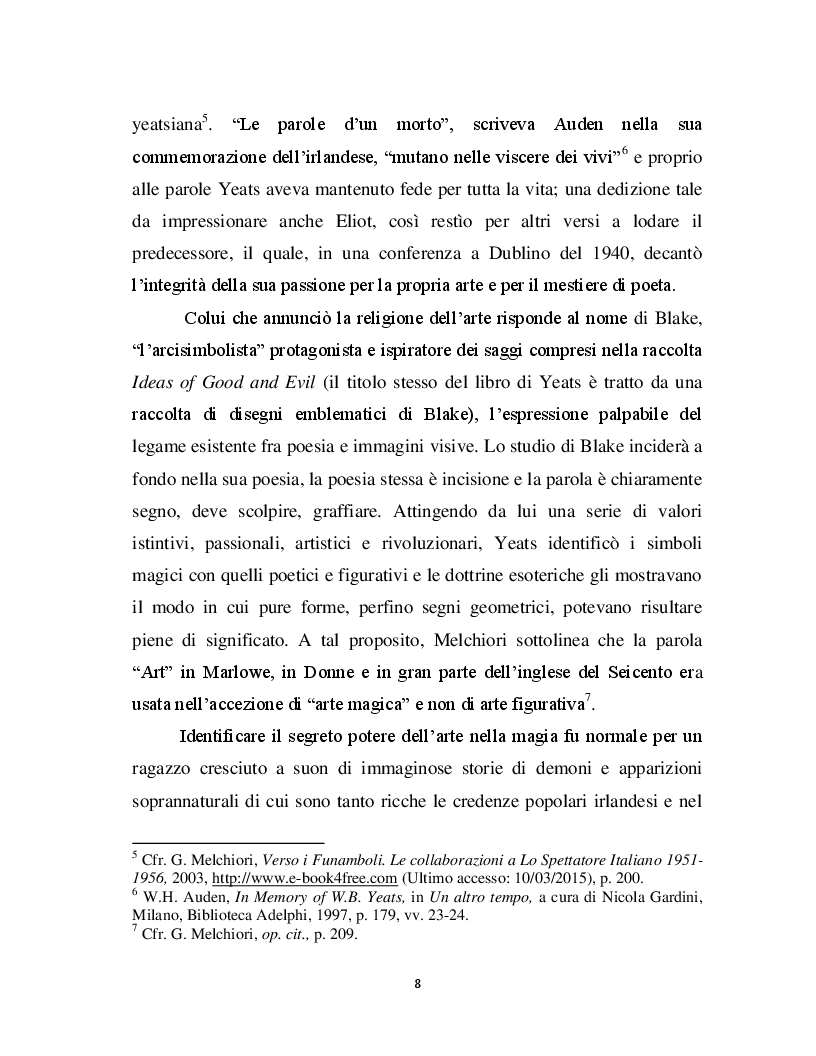 Anteprima della tesi: William Butler Yeats, tra Simbolismo ed Esoterismo, Pagina 5