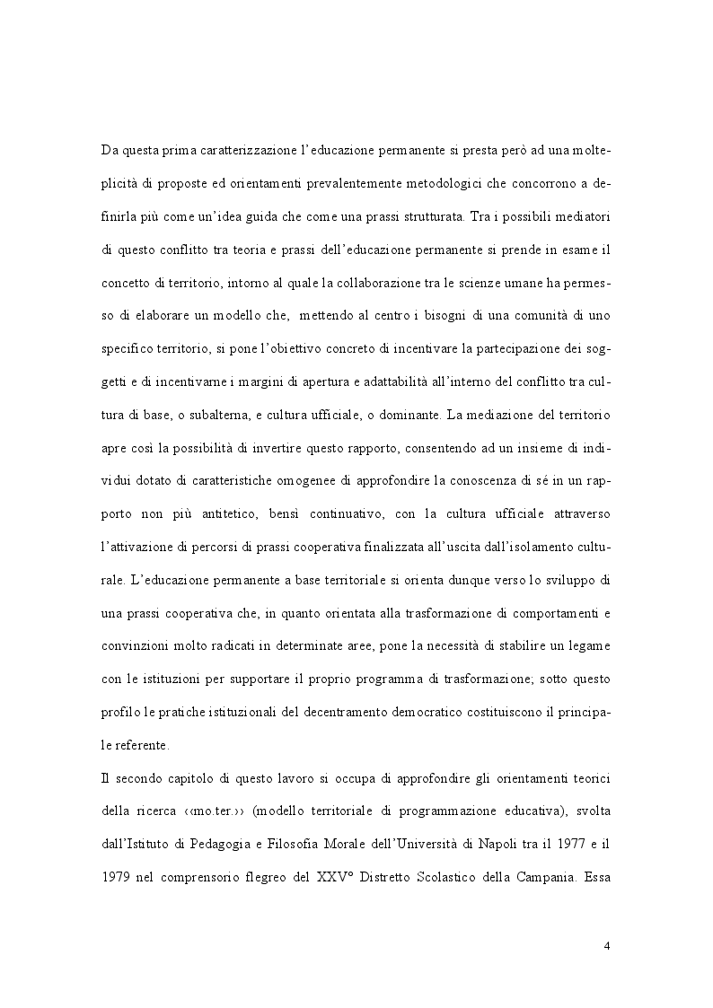 Anteprima della tesi: La pedagogia del territorio. Modello territoriale di programmazione educativa, Pagina 3