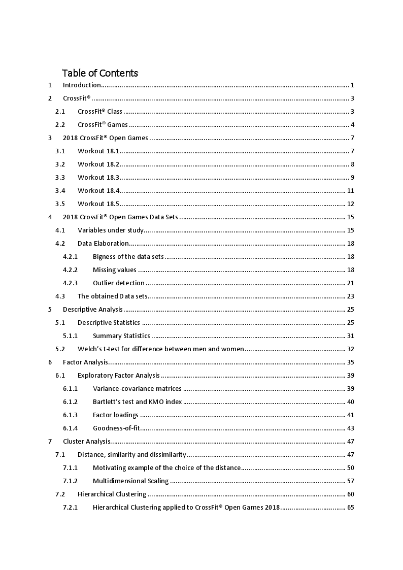Indice della tesi: Exploratory Data Analysis on 2018 CrossFit Open Games, Pagina 1
