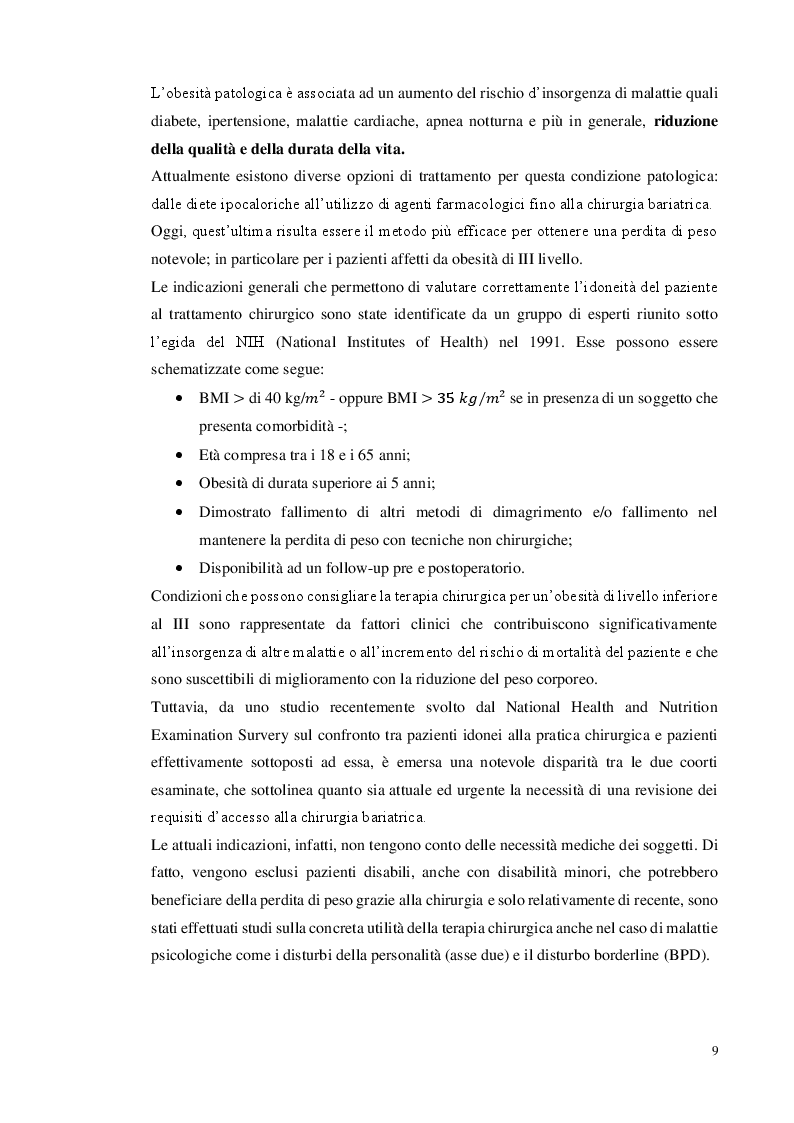Anteprima della tesi: Chirurgia bariatrica: una nuova frontiera contro l'obesità, Pagina 5