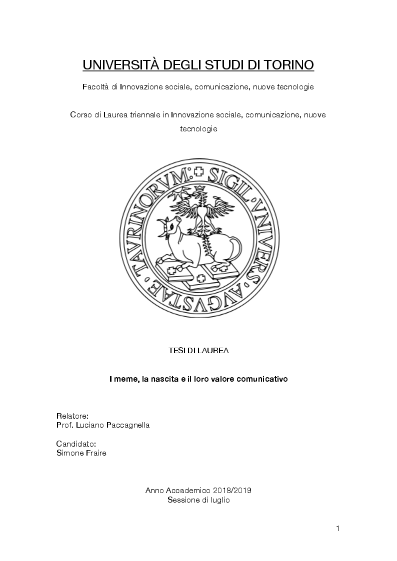 Anteprima della tesi: I meme, la nascita e il loro valore comunicativo, Pagina 1