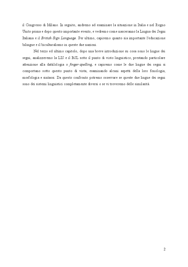 Anteprima della tesi: Il linguaggio silenzioso: analisi contrastiva della Lingua dei Segni Italiana e il British Sign Language, Pagina 3
