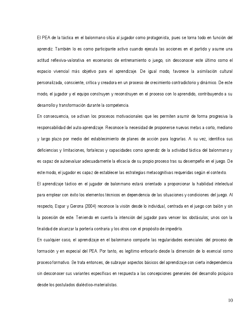 Estratto dalla tesi: La evaluación del aprendizaje en la actividad táctica en el equipo de balonmano
