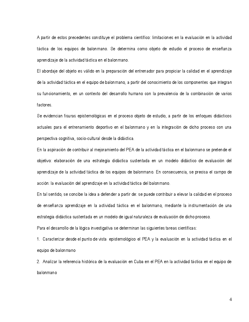 Anteprima della tesi: La evaluación del aprendizaje en la actividad táctica en el equipo de balonmano, Pagina 5