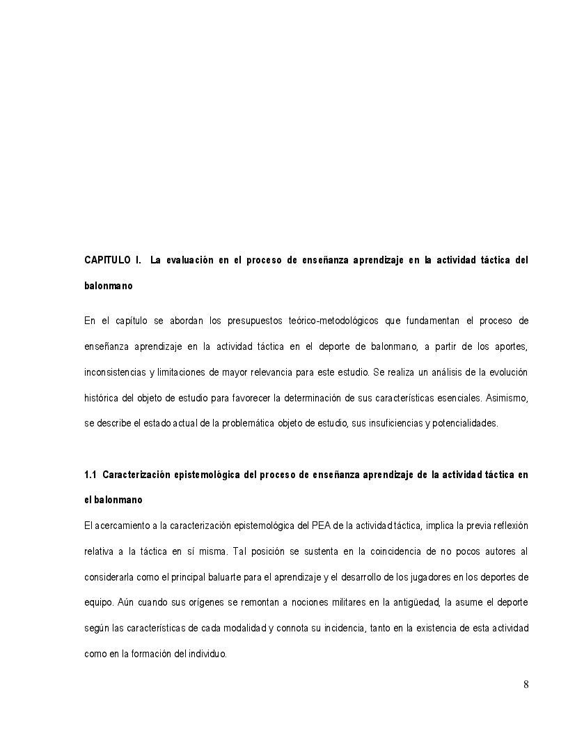 Anteprima della tesi: La evaluación del aprendizaje en la actividad táctica en el equipo de balonmano, Pagina 9