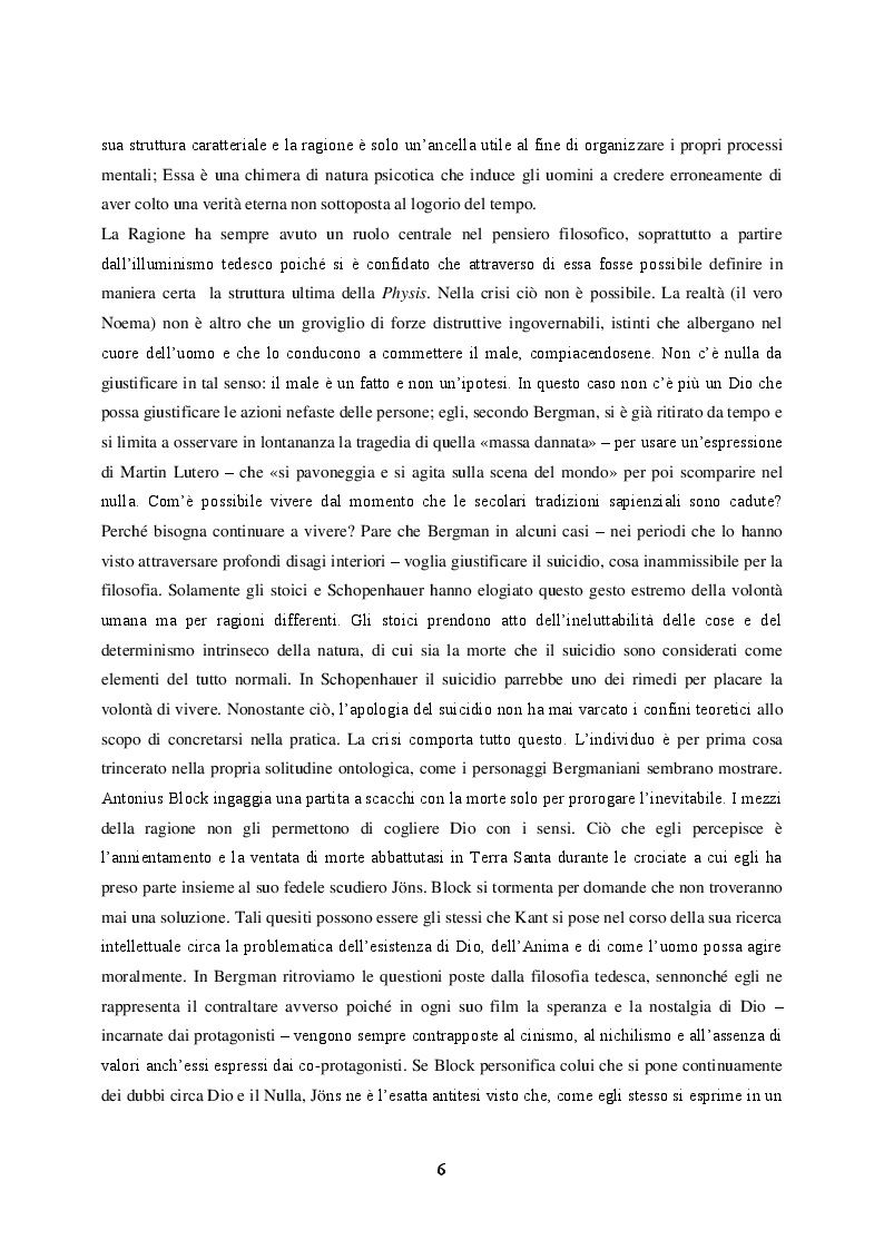 Anteprima della tesi: L'ultimo degli esistenzialisti - Ingmar Bergman e le filosofie del dubbio, Pagina 3
