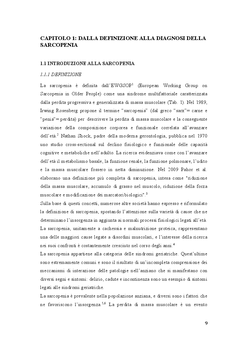Anteprima della tesi: Sarcopenia, valutazione e approccio nutrizionale, Pagina 3