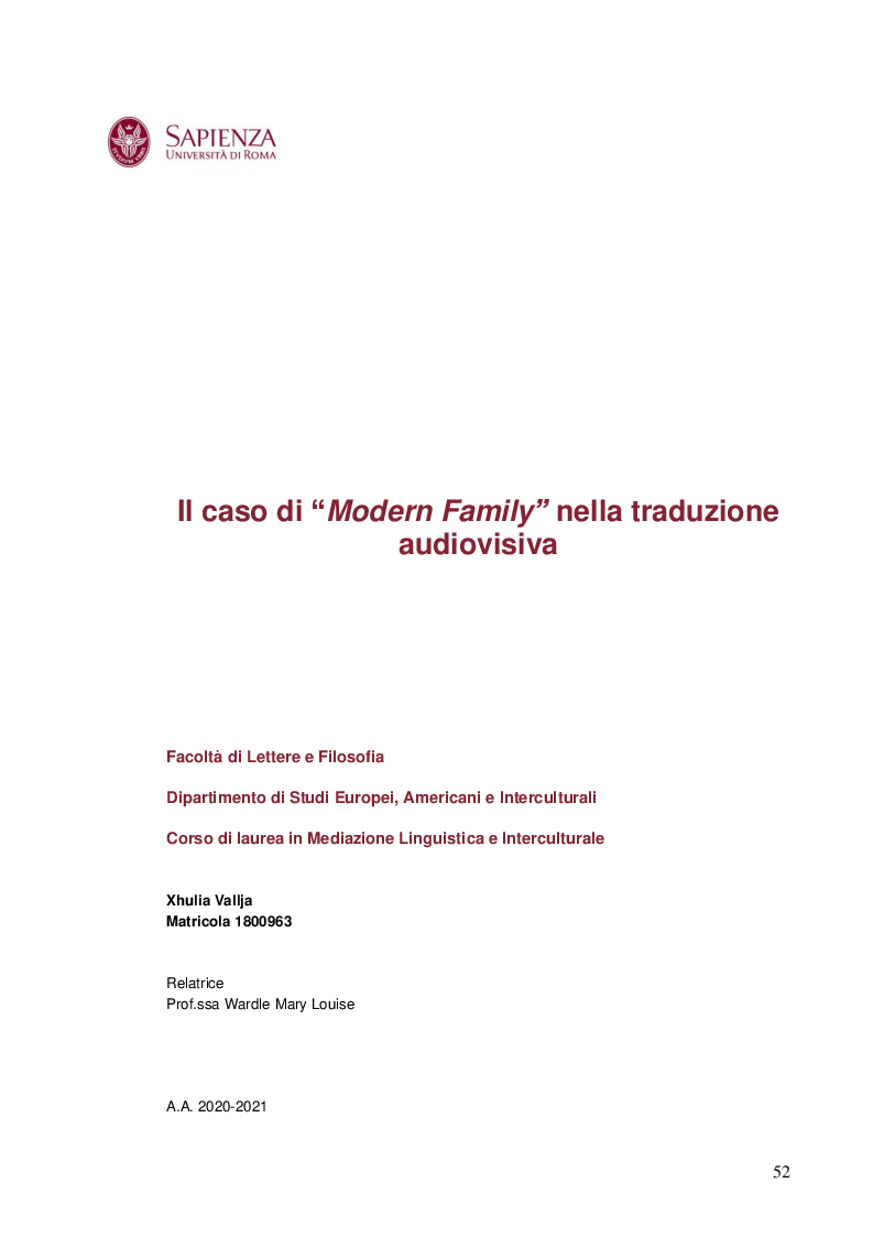 Anteprima della tesi: Il caso di Modern Family nella traduzione audiovisiva, Pagina 1