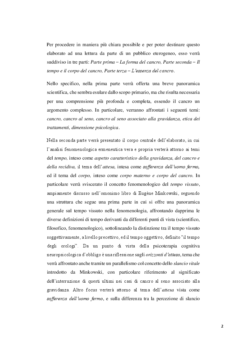 Anteprima della tesi: Aspetti psico-oncologici del carcinoma mammario in gravidanza - Duplice dimensione del tempo, del corpo, e della femminilità, Pagina 3