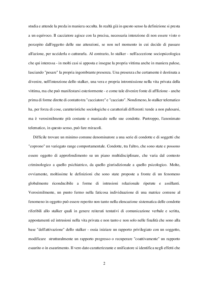 Anteprima della tesi: I reati informatici in ambito relazionale e a sfondo sessuale: cyberstalking, cyberbullismo e pedopornografia online, Pagina 5