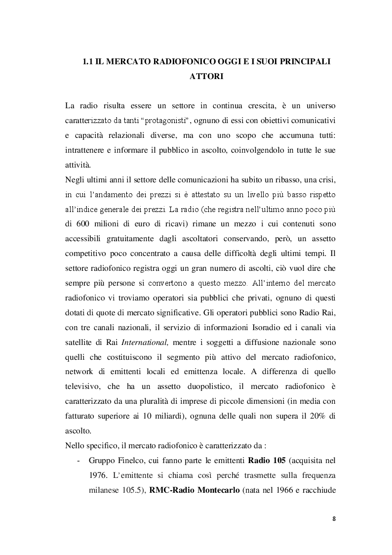 Anteprima della tesi: Eventi e iniziative speciali. Evoluzione del mercato radiofonico e nuove strategie di marketing, Pagina 6