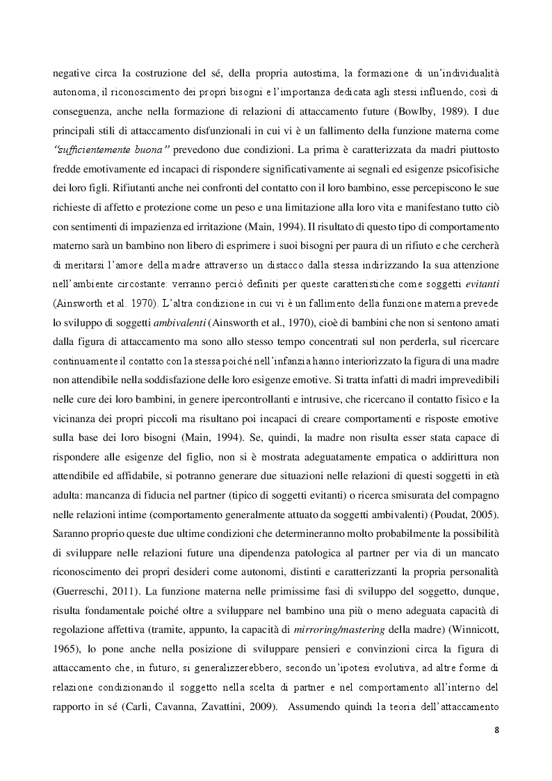 Anteprima della tesi: La dipendenza affettiva - Possibili origini ed implicazioni di un amore malato, Pagina 6