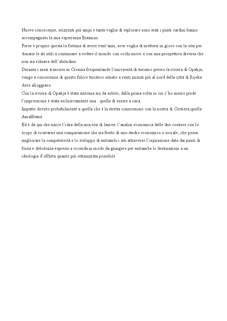 Anteprima della tesi: Competitività e sviluppo di destinazioni turistiche costiera: un'analisi comparativa tra la costiera amalfitana e la costa di Opatija Croazia, Pagina 3