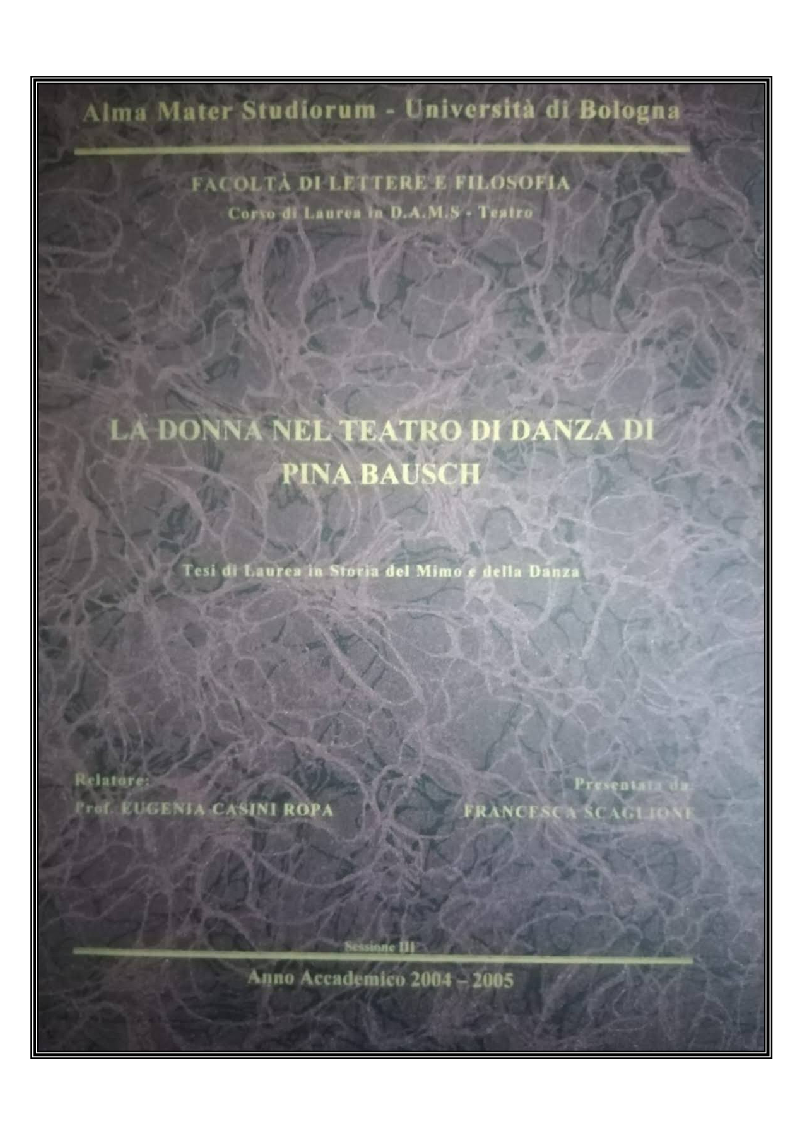 Anteprima della tesi: La donna nel teatro di danza di Pina Bausch, Pagina 1