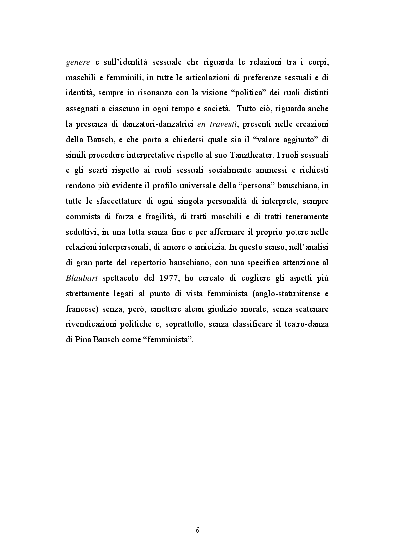 Anteprima della tesi: La donna nel teatro di danza di Pina Bausch, Pagina 7
