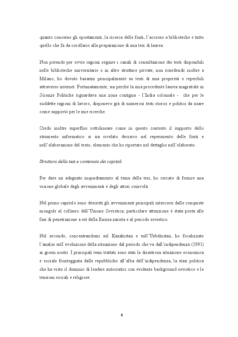 Anteprima della tesi: L'Asia Centrale dall'indipendenza dall'Unione Sovietica a oggi. I casi del Kazakistan e dell'Uzbekistan, Pagina 3