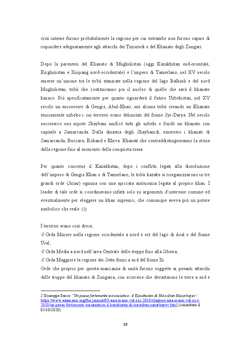 Anteprima della tesi: L'Asia Centrale dall'indipendenza dall'Unione Sovietica a oggi. I casi del Kazakistan e dell'Uzbekistan, Pagina 7