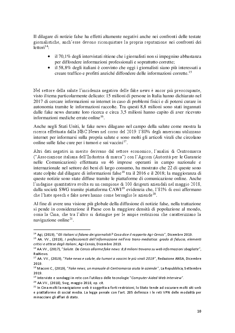 Anteprima della tesi: Crisis communication. Fake news e reputazione aziendale, Pagina 10