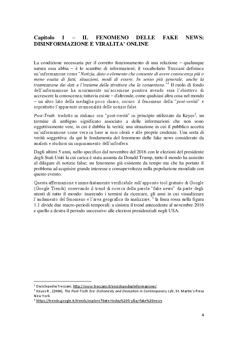 Anteprima della tesi: Crisis communication. Fake news e reputazione aziendale, Pagina 4