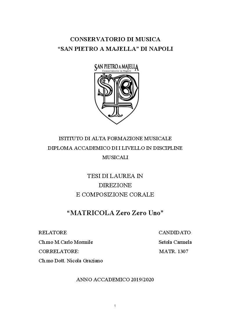 Anteprima della tesi: Matricola Zero Zero Uno: percorsi di Follia, Pagina 1