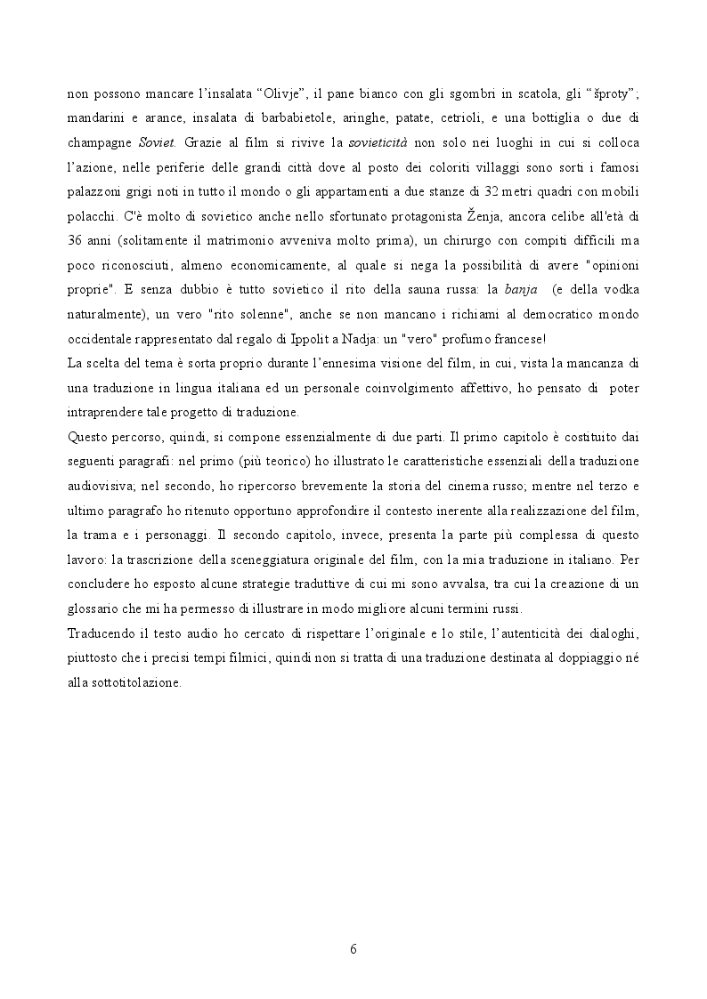 Anteprima della tesi: Nostalgia dal sapore sovietico: Traduzione del film ''L'ironia della sorte o Buona sauna!'', Pagina 3