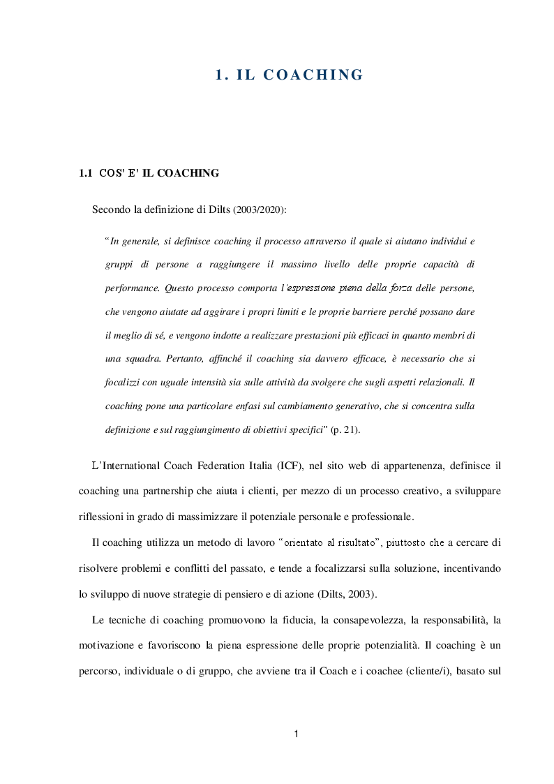 Anteprima della tesi: Il Coaching per migliorare la qualità di Performance negli Atleti, Pagina 5
