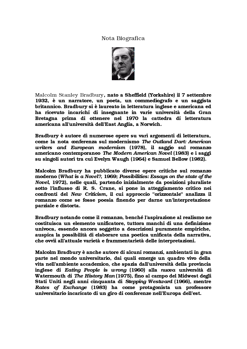 Anteprima della tesi: Critica ed espansione ipertestuale di "The History Man" di Malcolm Bradbury, Pagina 2