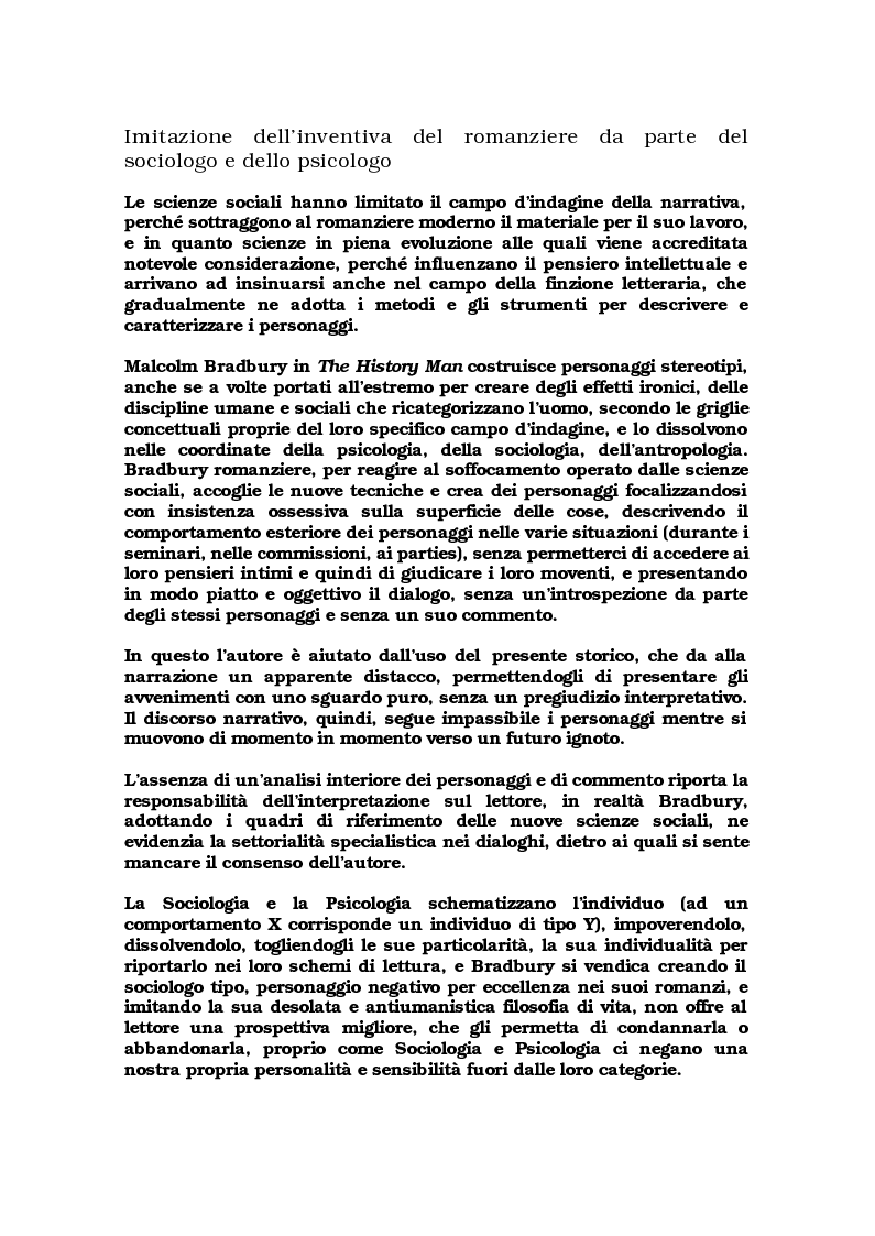 Anteprima della tesi: Critica ed espansione ipertestuale di "The History Man" di Malcolm Bradbury, Pagina 4