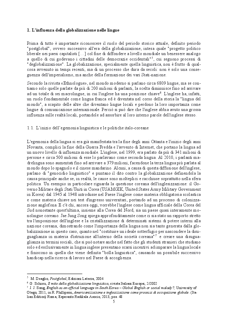 Anteprima della tesi: L'evoluzione delle lingue al tempo della globalizzazione: il trinomio inglese, giapponese e italiano, Pagina 4