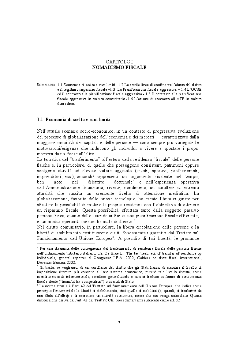 Anteprima della tesi: Nomadismo fiscale e le sue patologie, Pagina 5