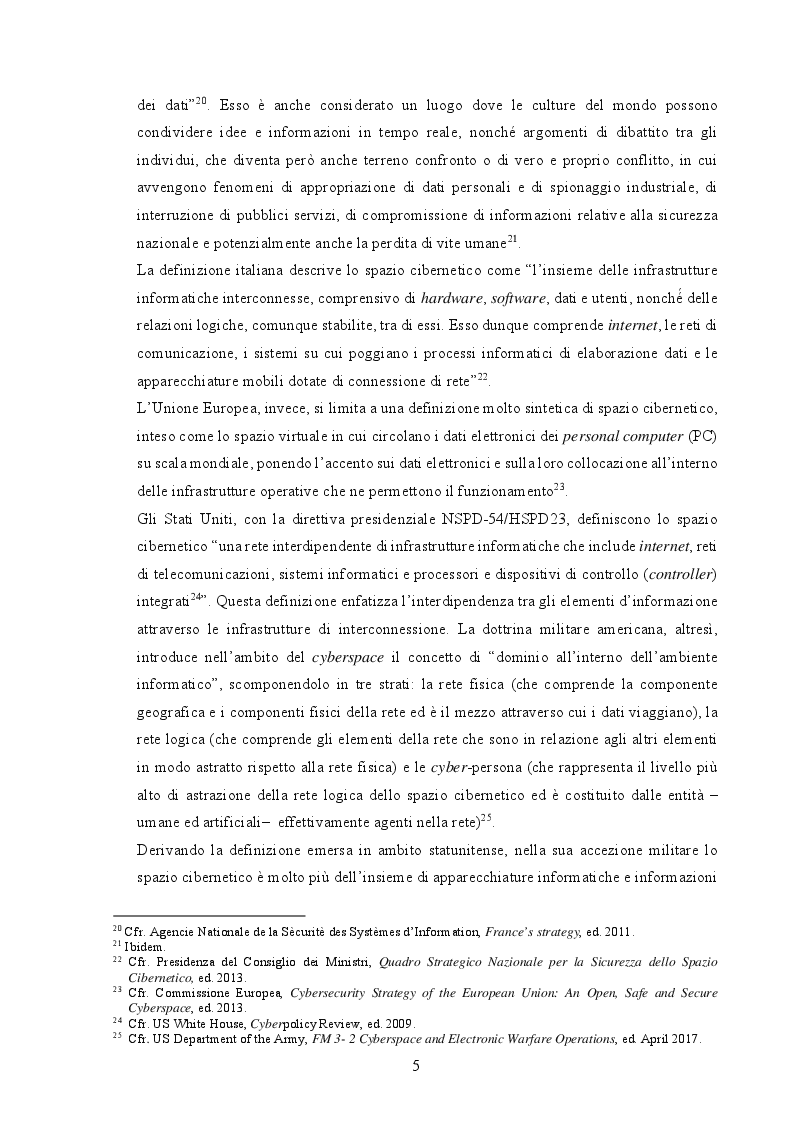 Anteprima della tesi: Strategie di Sicurezza e Geopolitica: cooperazione, competizione, conflitto nella dimensione cibernetica, Pagina 6