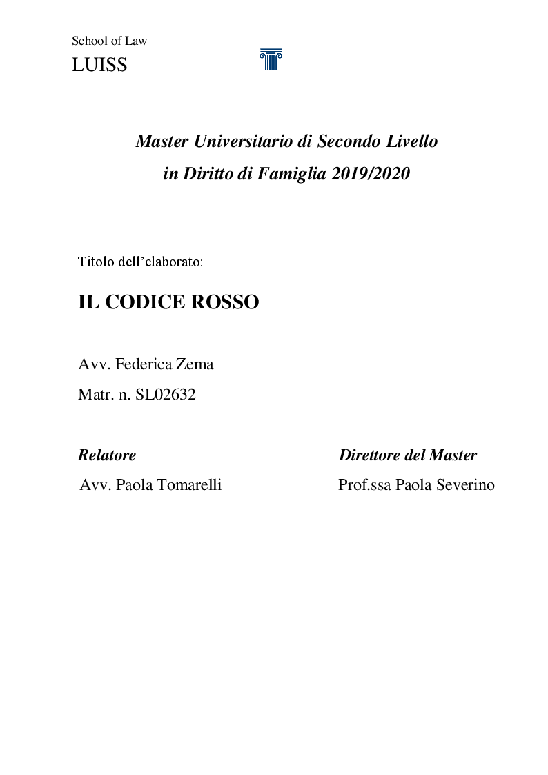 Anteprima della tesi: Il Codice Rosso, Pagina 1