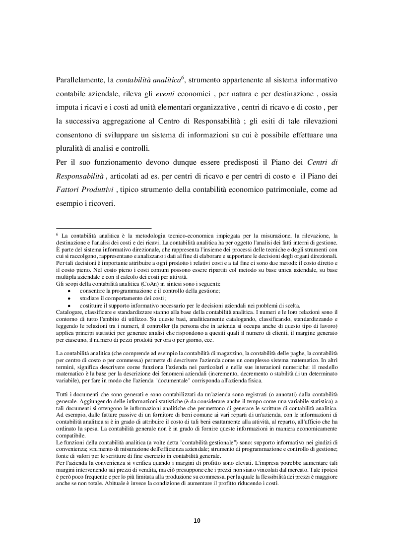 Estratto dalla tesi: Gli strumenti di Controllo dei Costi nelle Aziende Pubbliche - Il caso della Telemedicina -