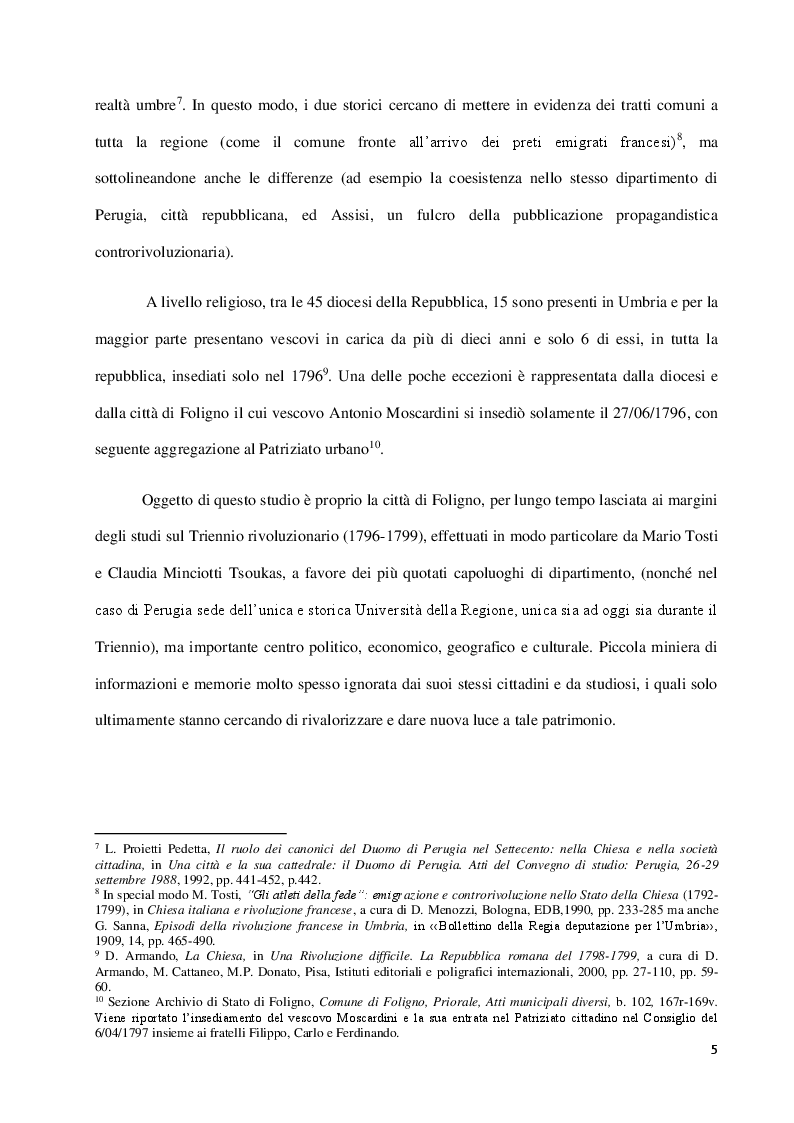 Anteprima della tesi: Il triennio rivoluzionario 1796-1799: il caso di Foligno e del suo territorio, Pagina 4