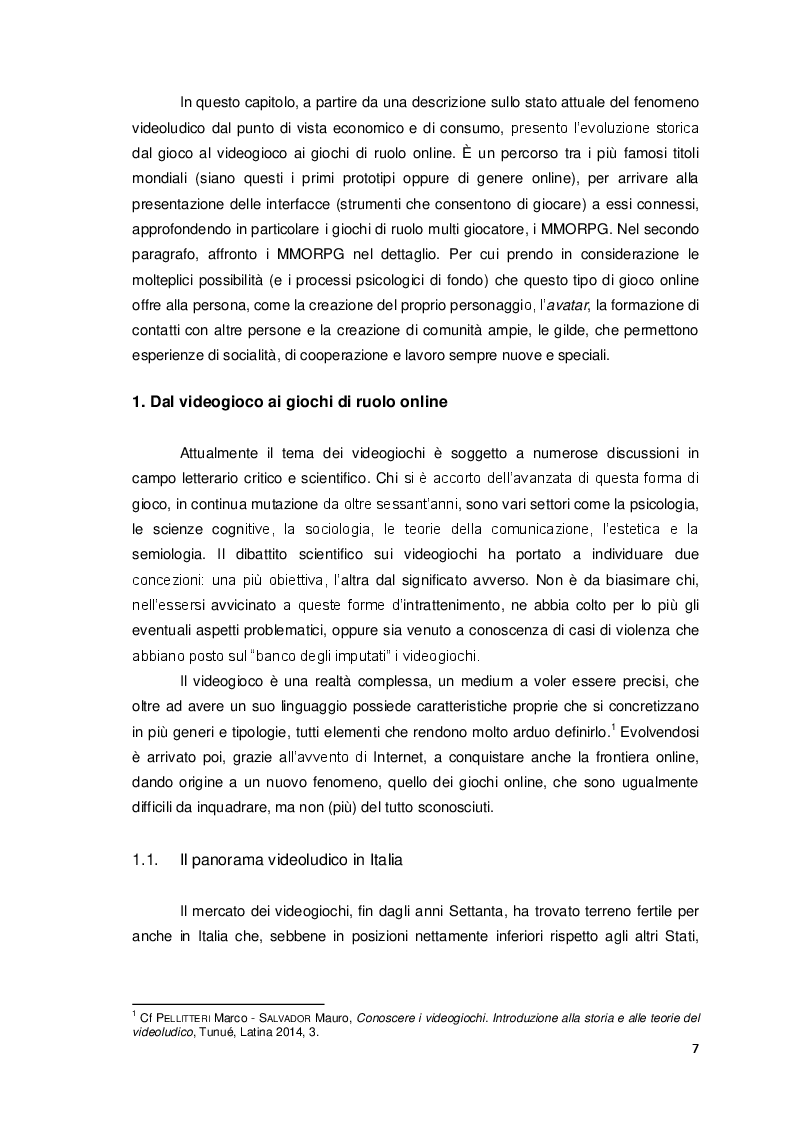 Anteprima della tesi: Coinvolgimento e relazioni sociali nei giochi di ruolo online. Prospettive per l’educazione, Pagina 3