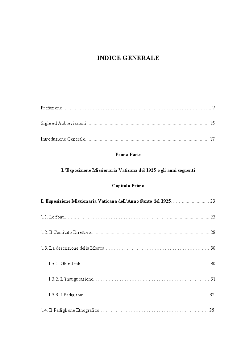 Indice della tesi: La Mostra d'Arte Missionaria dell'Anno Santo del 1950 ed i partecipanti artisti giapponesi, Pagina 1