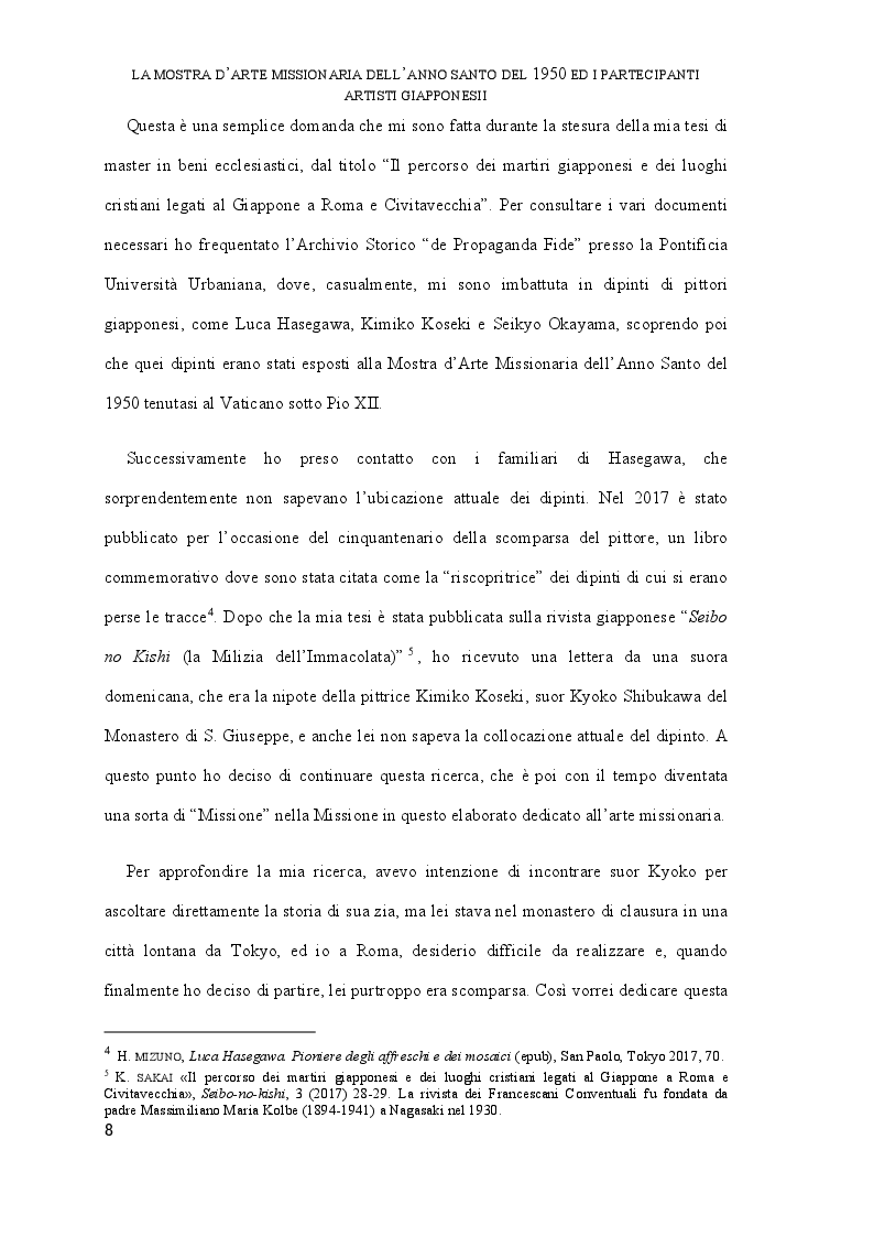 Anteprima della tesi: La Mostra d'Arte Missionaria dell'Anno Santo del 1950 ed i partecipanti artisti giapponesi, Pagina 4