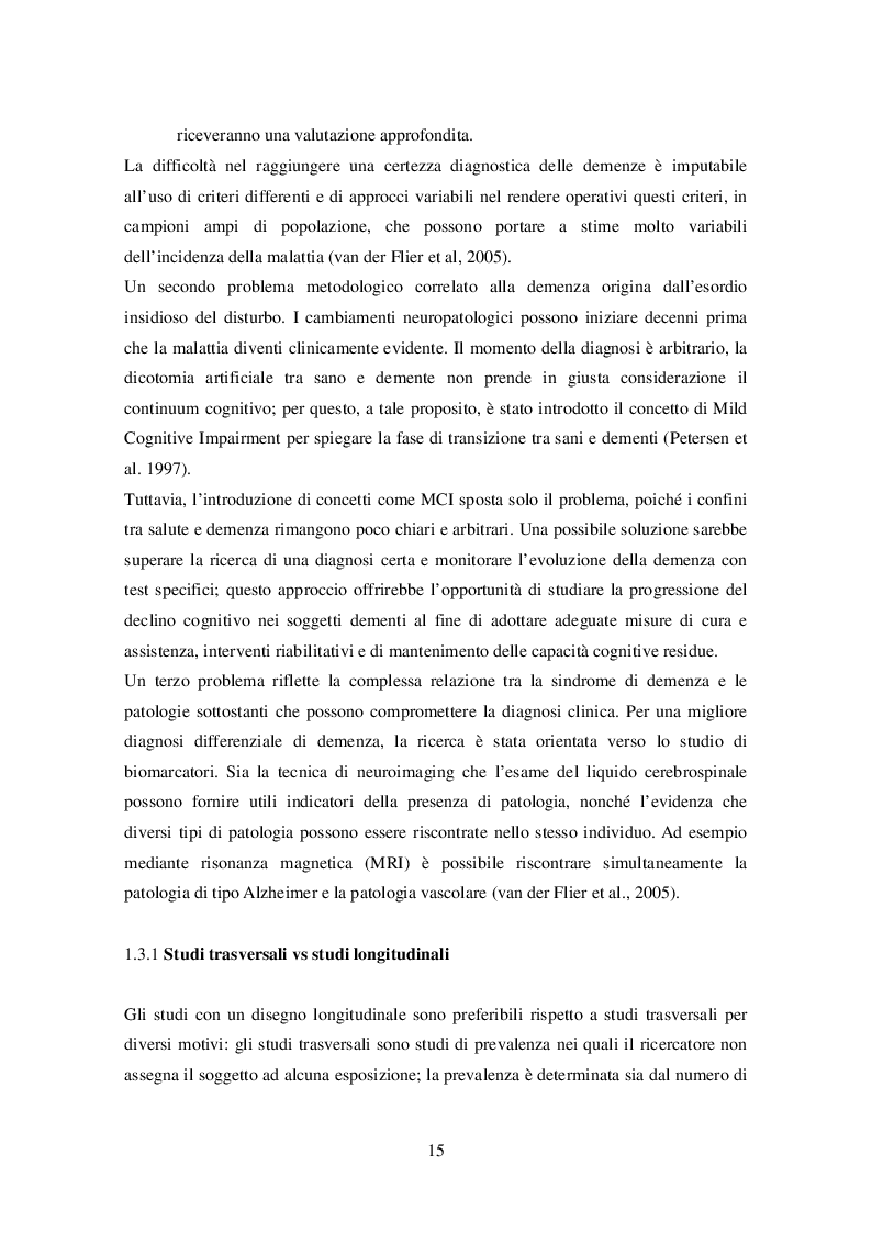 Estratto dalla tesi: Utilità della valutazione neuropsicologica all'interno di una residenza sanitaria per anziani: aspetti teorici e metodologici