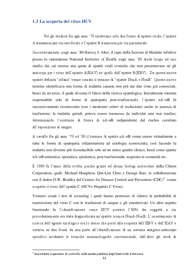 Estratto dalla tesi: Epatite da HCV: i nuovi farmaci che hanno rivoluzionato la terapia