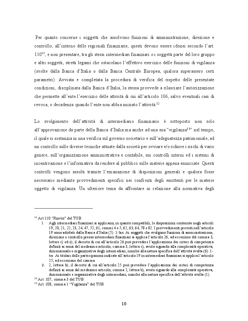 Estratto dalla tesi: Corporate Governance e sistemi di controllo nelle società finanziarie regionali italiane