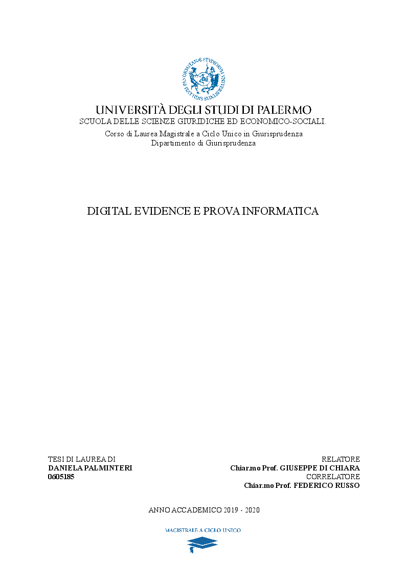 Anteprima della tesi: Digital Evidence e prova informatica, Pagina 1