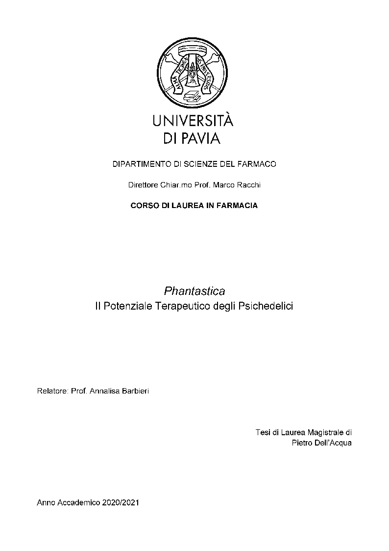 Anteprima della tesi: Phantastica: Il Potenziale Terapeutico degli Psichedelici, Pagina 1