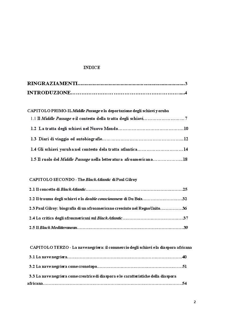 Indice della tesi: La Slave Ship: cronotopo nel modello culturale dell'Atlantico nero, Pagina 1